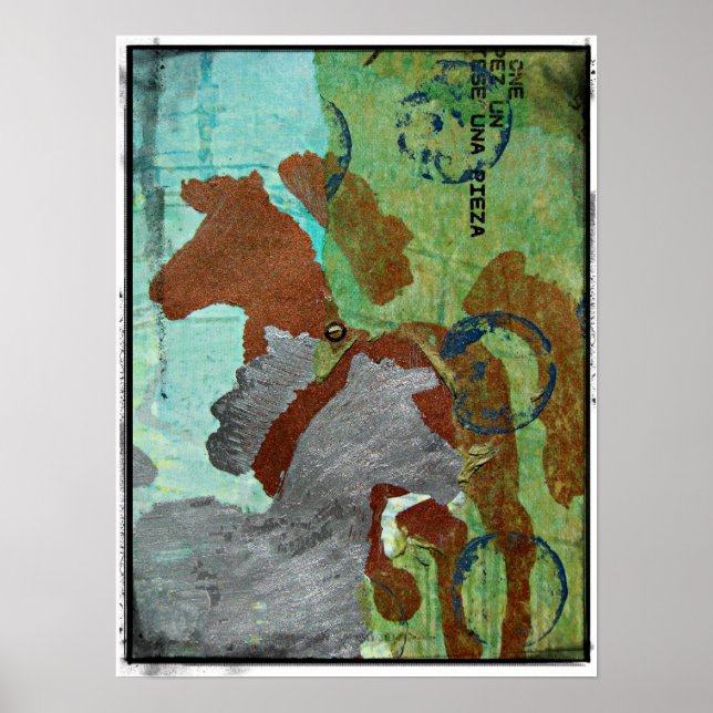Poster Two Horses Mixed Media (Devant)