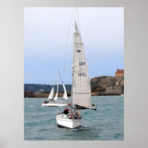 Poster Two racing yachts boating