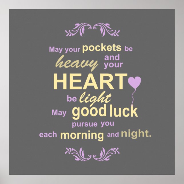 Poster Typographie contemporaine Bénédiction irlandaise e (Devant)