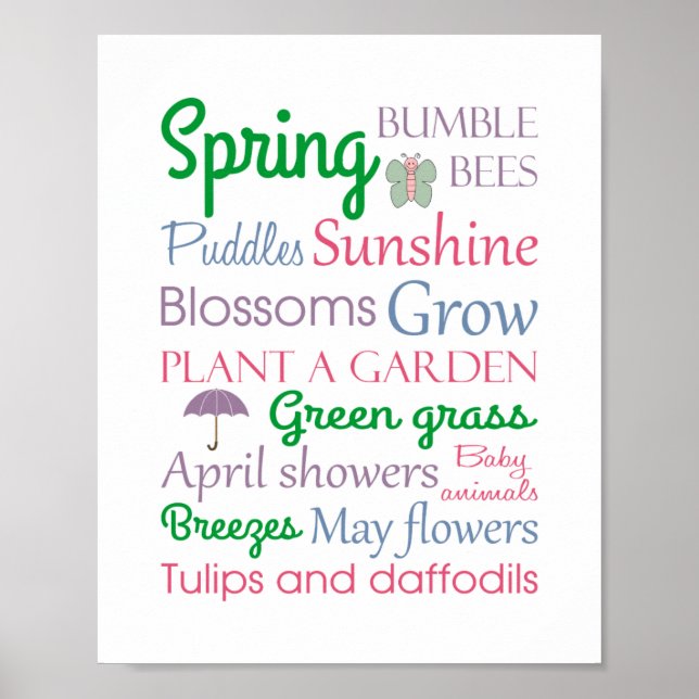Poster Typographie de mots et phrases de la saison printa (Devant)