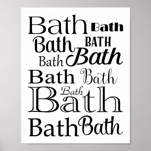 Poster Typographie de salle de bain Panneau de salle de b (Devant)