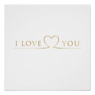 Poster Typographie dorée I Love You