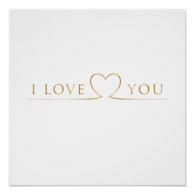 Poster Typographie dorée I Love You (Devant)