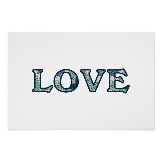 Poster Typographie LOVE Motif Mandala (Devant)