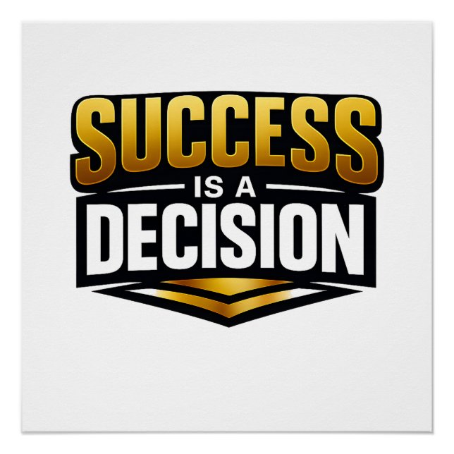 Poster Typographie Success Gold sur fond noir (Devant)