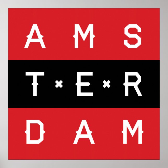 Poster typographique Amsterdam 3 lignes (Devant)