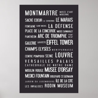 Poster typographique de Paris, gris