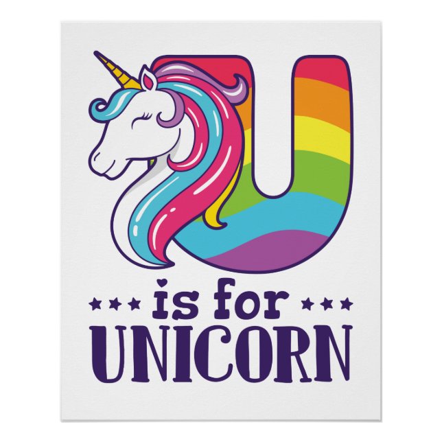 Poster U est pour Unicorn Alphabet (Devant)