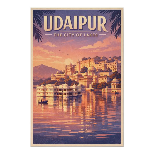 Poster Udaipur, Inde, dans un classique rétro voyage (Devant)
