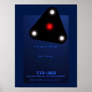 Poster UFO noir de la triangle TR-3B