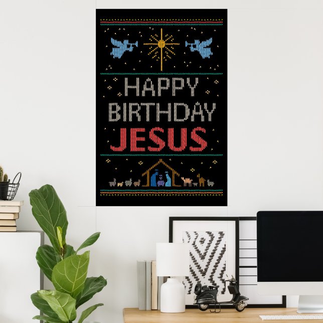 Poster Ugly Christmas Sweater Christian Religious Jesus (Bureau à domicile)