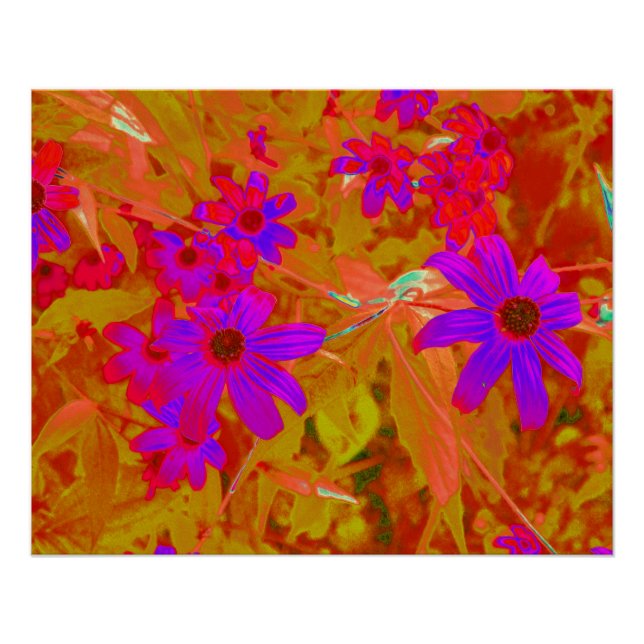 Poster Ultra violet, magenta et Fleurs sauvages rouges co (Devant)