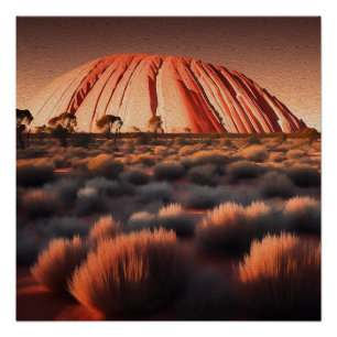 Poster Uluru "Ayers Rock" Australia Oil Paint,