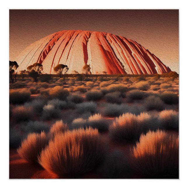 Poster Uluru "Ayers Rock" Australia Oil Paint, (Devant)