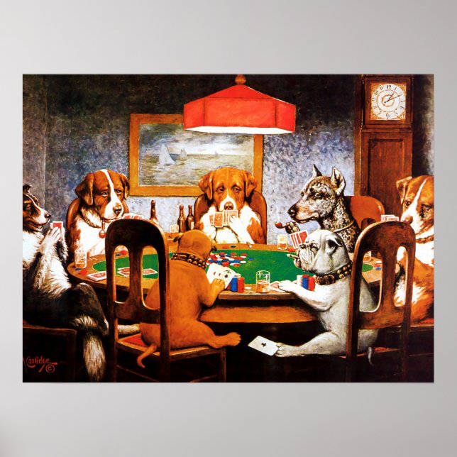 Poster Un ami dans le besoin C M Coolidge Chiens jouant a (Devant)