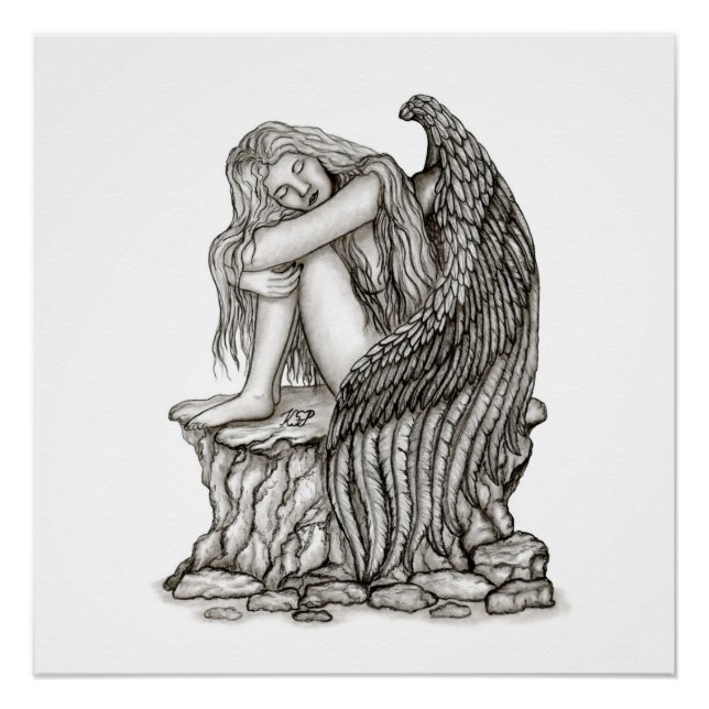 Poster Un ange endormi sur la pierre (Devant)