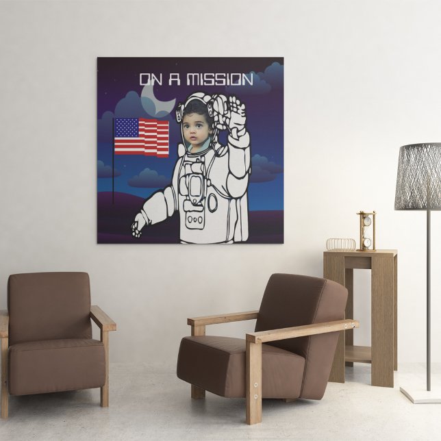 Poster Un astronaute sur la lune Un garçon de l'espace ex (Créateur téléchargé)