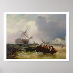 Poster Un bateau d'aviron se rend à l'aide d'une guerre h