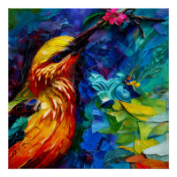 Un Beau Colibri Peinture Média Mélange