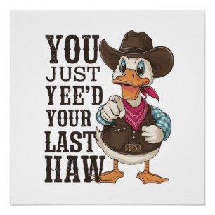 Poster Un canard habillé en cowboy