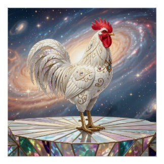 Poster Un coq blanc.