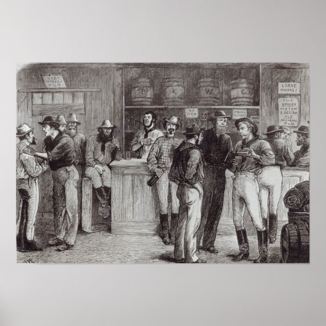 Poster Un cri général', dans une taverne de brousse, 1878 (Devant)