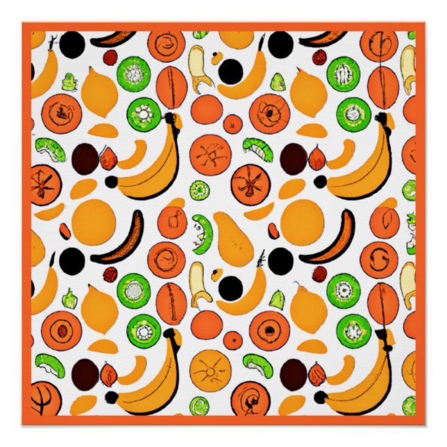 Poster Un design Motif de fruits délicieux (Devant)
