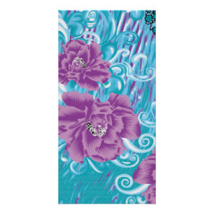 Poster Un design textile dynamique avec violet et turq