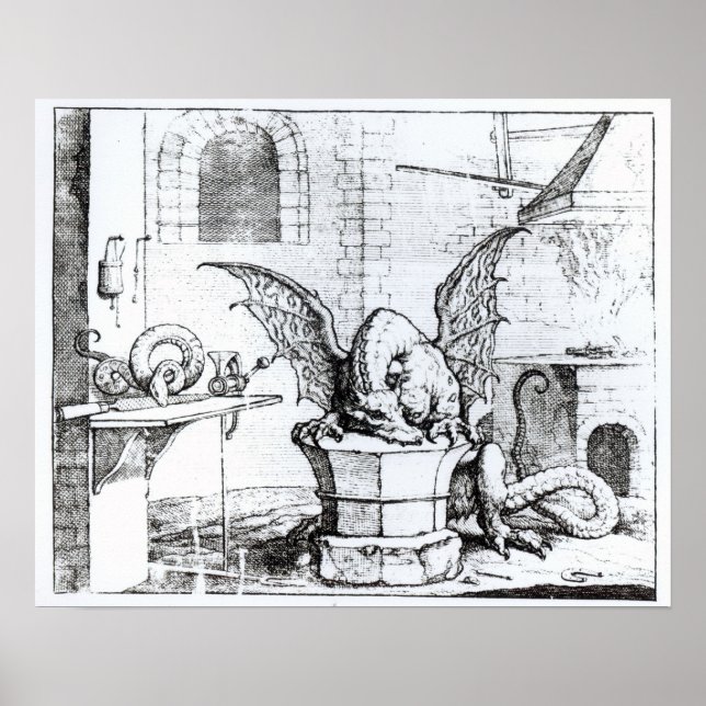 Poster Un dragon dans un atelier (Devant)
