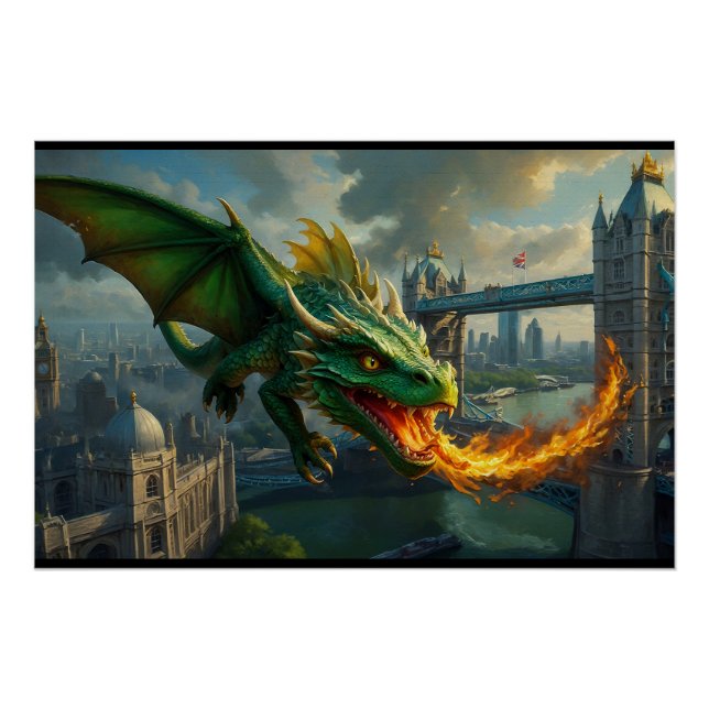 Poster Un dragon gallois vert terrorisait Londres (Devant)