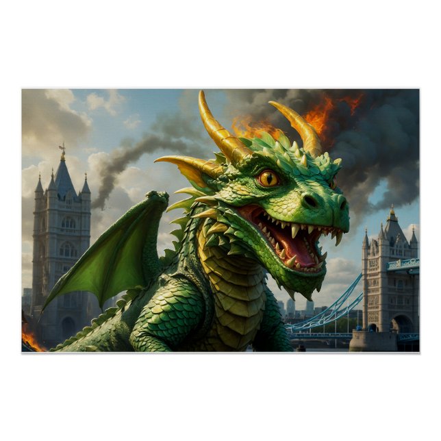 Poster Un dragon gallois vert terrorisait Londres (Devant)