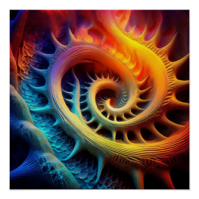 Poster Un ensemble de Mandelbrot fractal à pointes dorées (Devant)