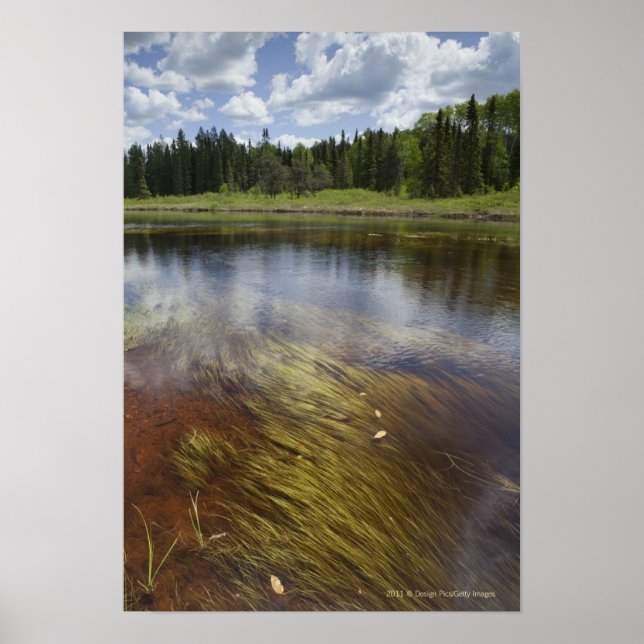 Poster Un Étang Qui Reflète Les Nuages (Devant)