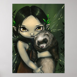 Poster Un furet et sa fée ART IMPRIMER imaginaire furets