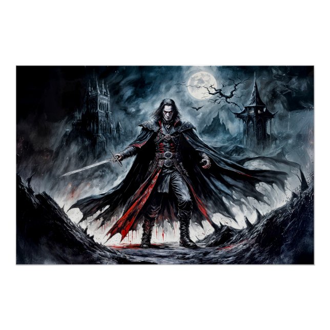 Poster Un guerrier vampire dans les ruines de Lune (Devant)