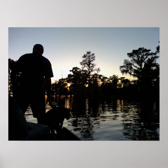 Poster Un homme et son chien sur le Bayou (Devant)