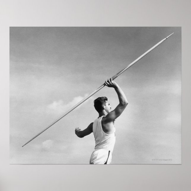 Poster Un homme lance Javelin (Devant)