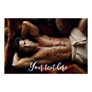 Poster Un homme sur un tapis en peau de ours