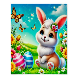 Poster Un lapin heureux