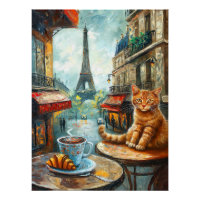 Un matin à Paris | Chat au gingembre dans un café