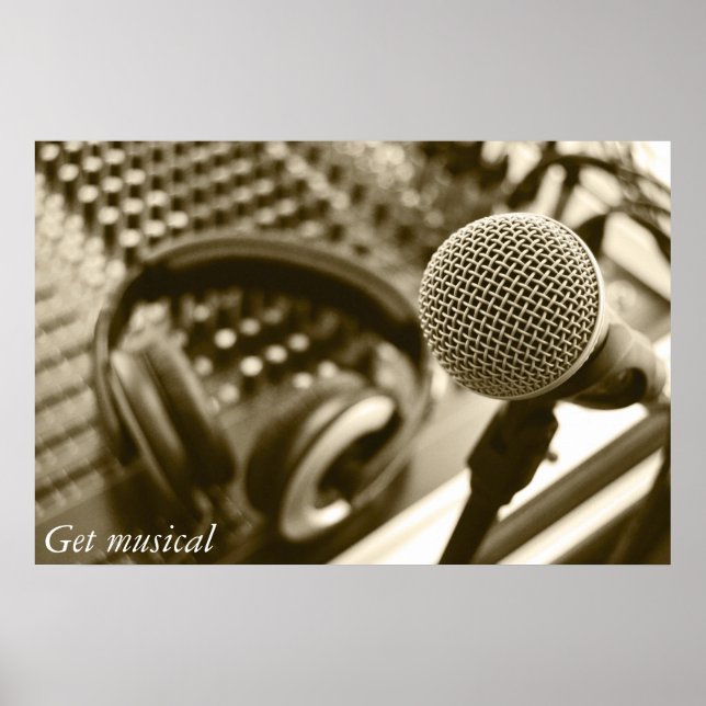 Poster Un microphone et un casque (Devant)