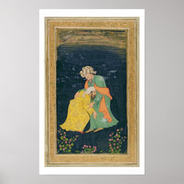 Poster Un mollah s'incline devant un homme habillé en Ira (Devant)