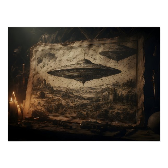 Poster Un OVNI de style Léonard de Vinci (Devant)