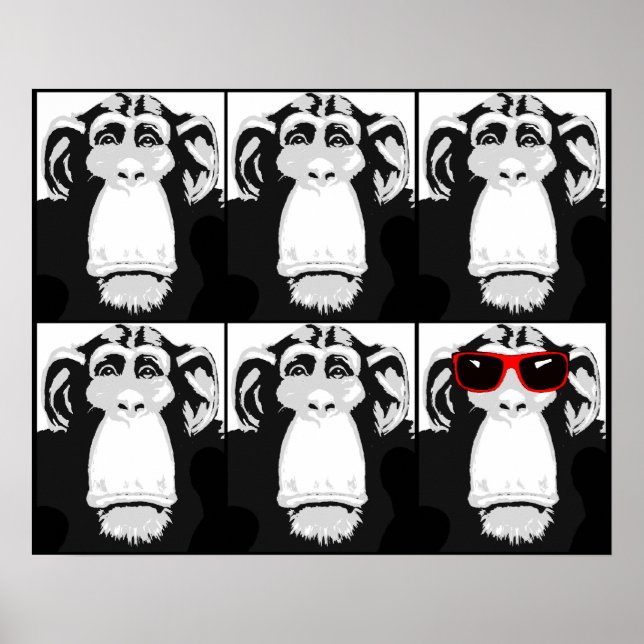 Poster Un panneau d'affiche drôle de singe cool (Devant)