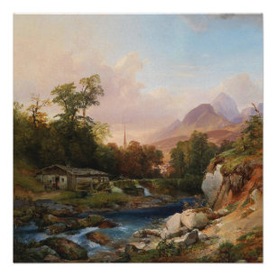 Poster Un paysage de montagne au charme raffiné