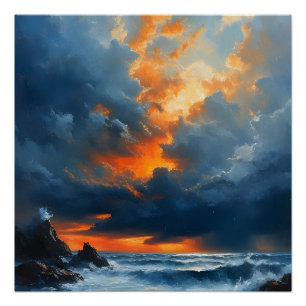 Poster Un Paysage Marin Dramatique À Sunset Peinture Art
