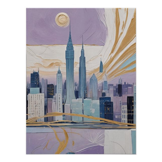 Poster Un paysage urbain lunaire (Devant)