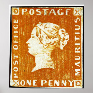 Poster Un Penny Empire britannique Maurice Postage Timbre