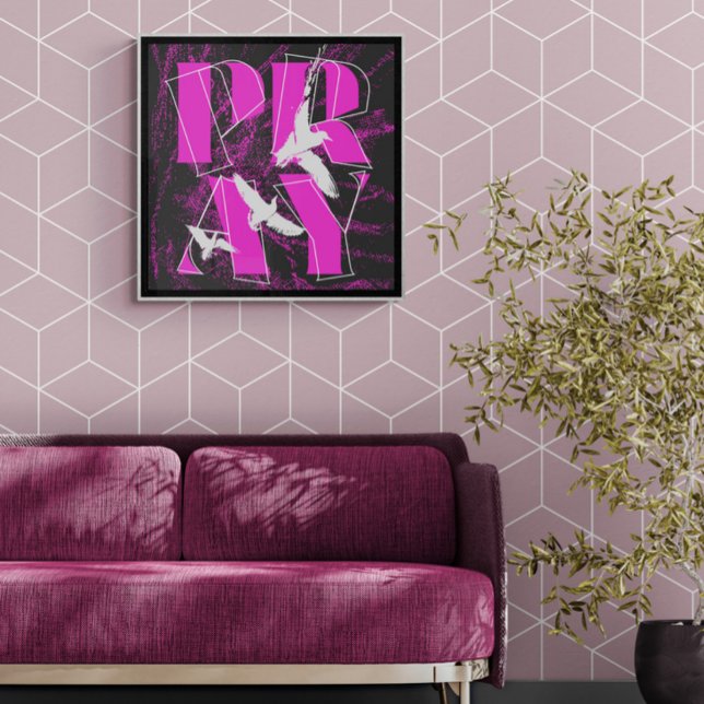 Poster Un rappel simple priez pour la foi chrétienne (PRAY on the wall hits different. Big color, big attitude, big energy.)