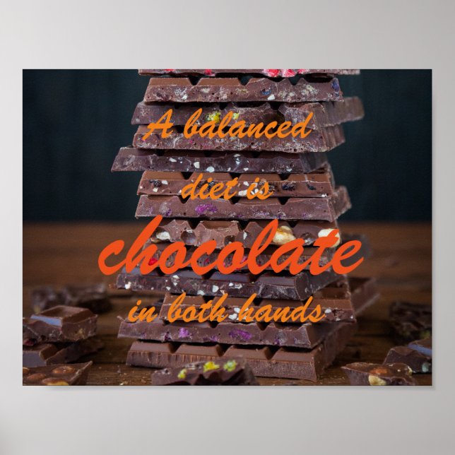 Poster Un régime équilibré est le chocolat dans les deux  (Devant)